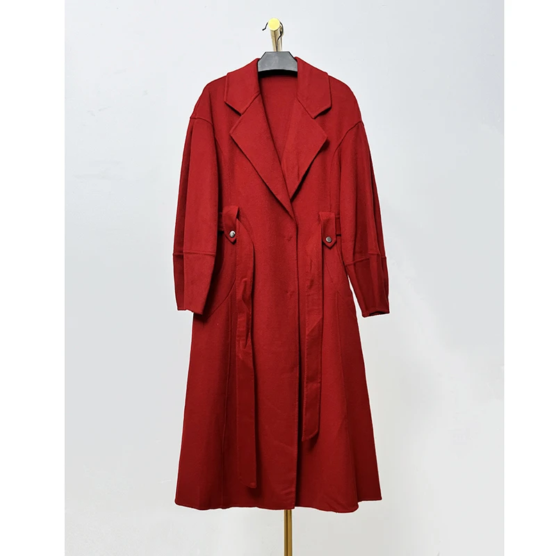 秋冬新款简约宽松毛呢外套 阿A8222F