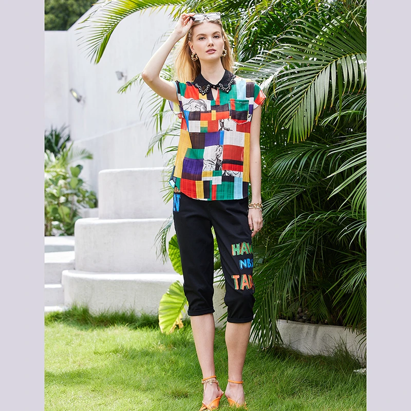 短袖t恤女新款爆款夏季复古时尚印花上衣赫2139A