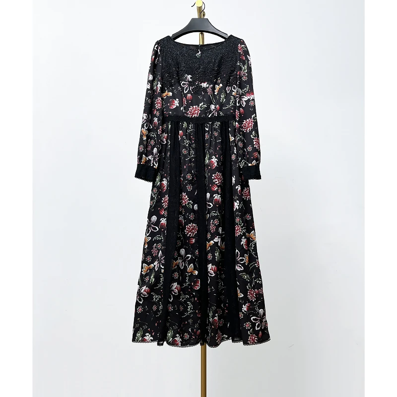 秋冬新款时尚休闲重工刺绣连衣裙 伊5990F