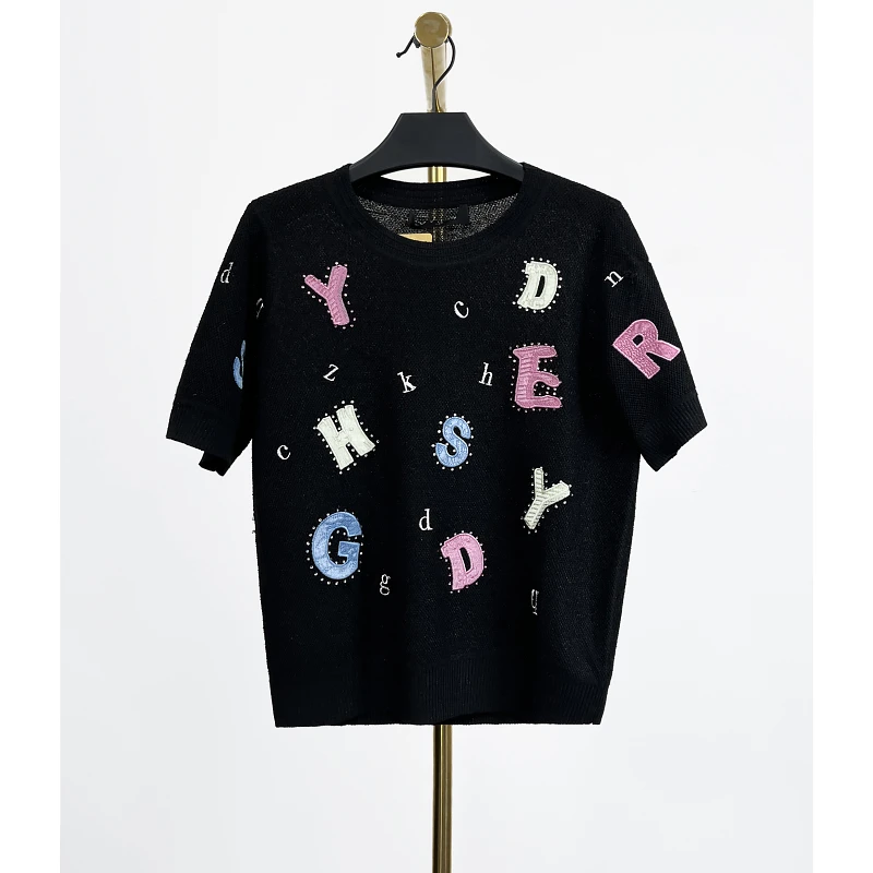 秋冬新款字母印花圆领宽松套头上衣 赫 3113A