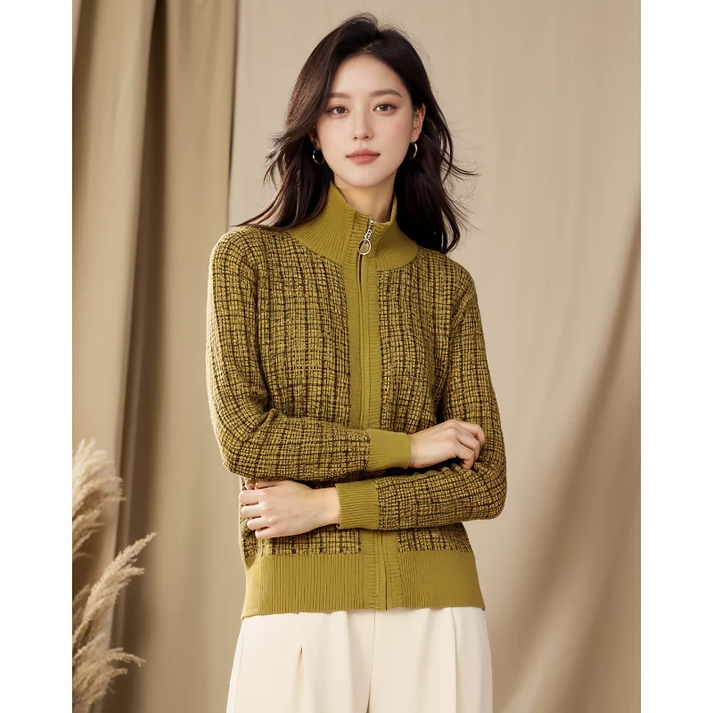 妈妈毛针织衫秋冬新款洋气时尚外套 绮4018A