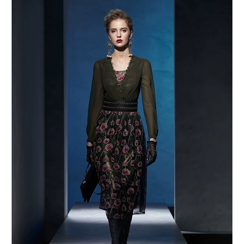 秋冬时尚优雅气质连衣裙 伊8256F