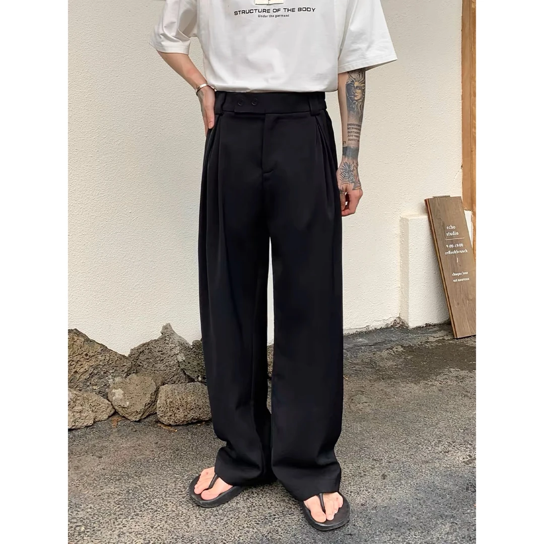 【粥粥同学】直筒垂感拖地西裤高街Cityboy宽松阔腿休闲裤