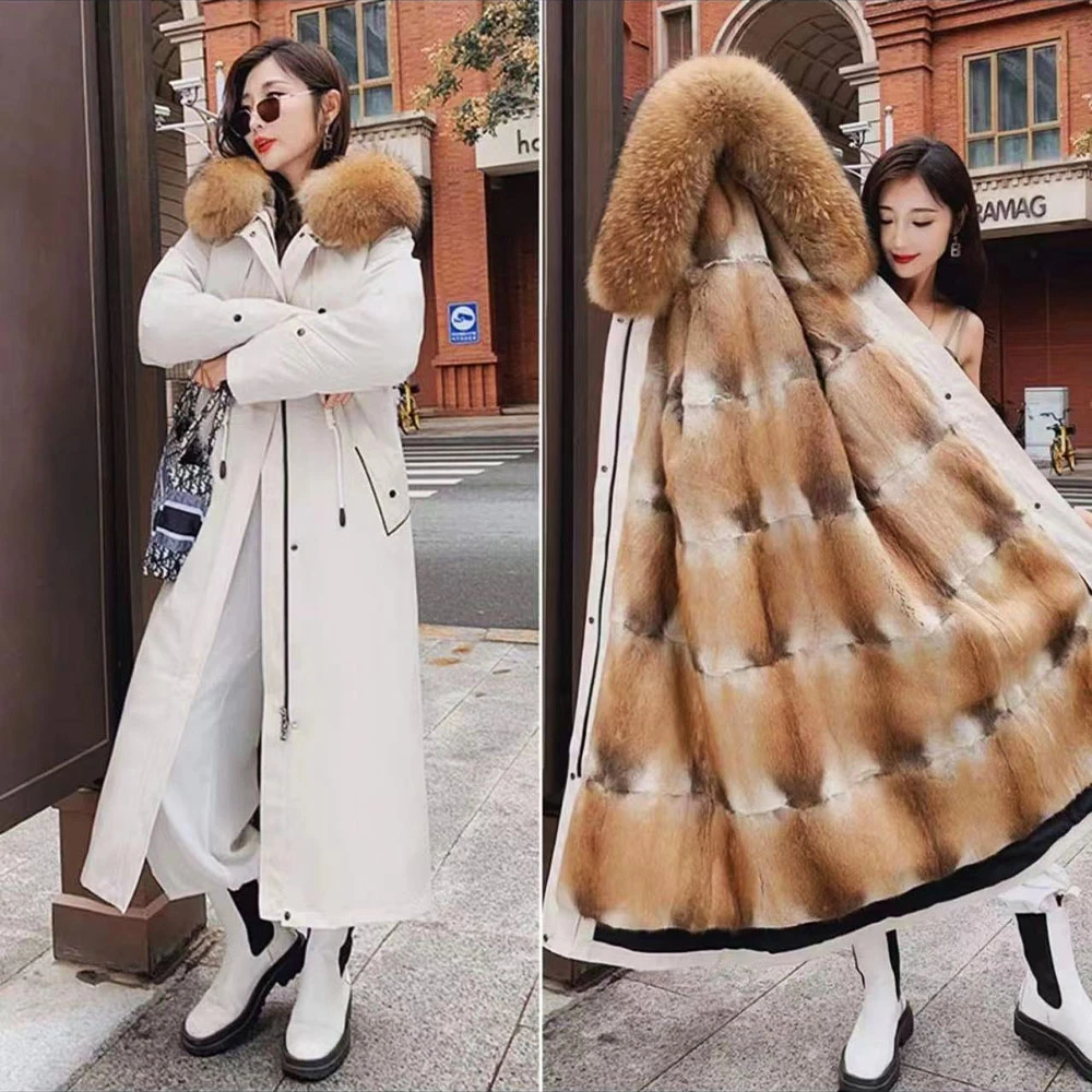 【青根貂内胆】简约时尚毛领连帽加绒加厚可拆卸内胆长款女款派克服
