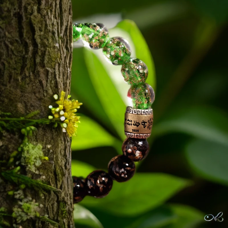 合金手链 金木水火土琉璃手串-木