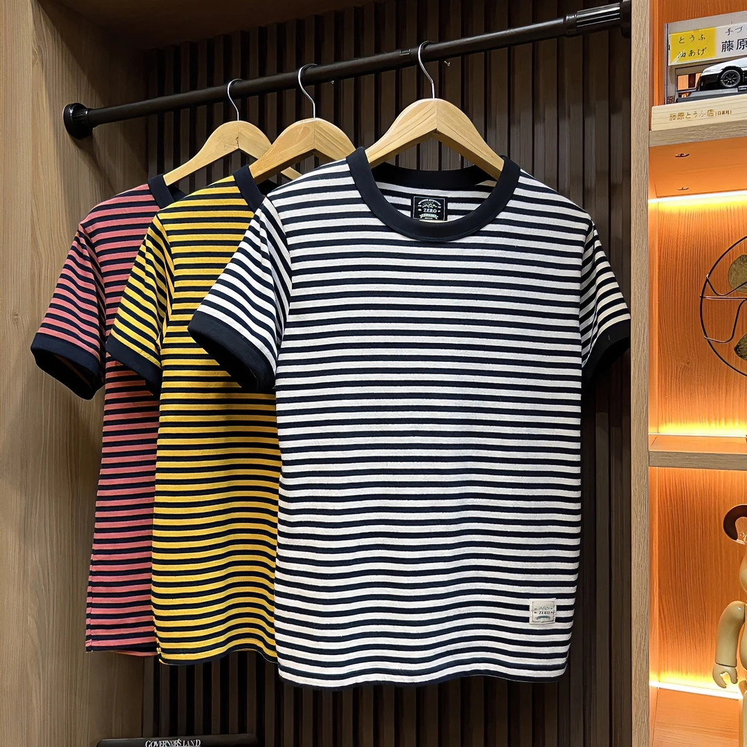 丁达尔穿搭春夏季条纹百搭t恤显瘦黑白英式经典圆领海魂衫短袖