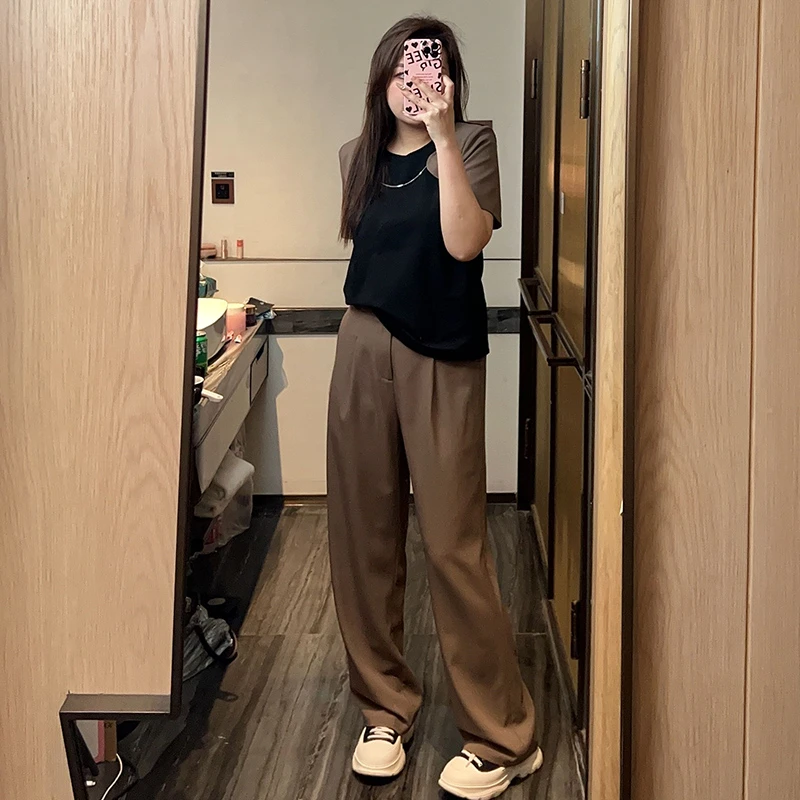 微胖定制~【拽姐日记】夏季气质显瘦假两件上衣+阔腿长裤HC515