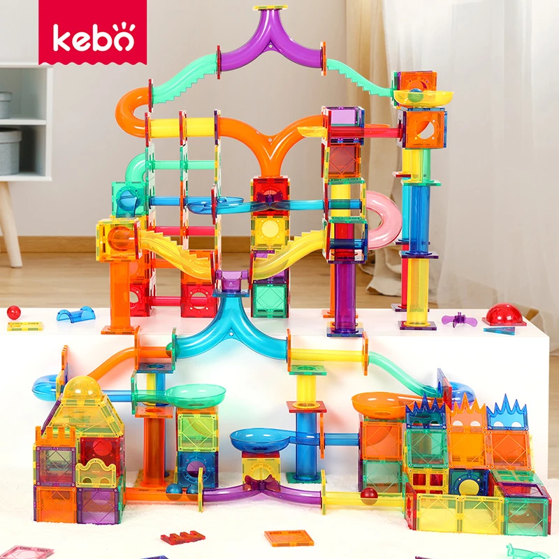 KEBO/科博磁力片管道轨道组合磁性拼插玩具学习搭建楼梯