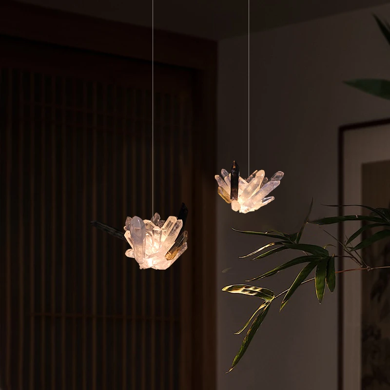 天然原石灯轻奢后现代简约网红氛围客厅餐厅卧室房间床头小吊灯