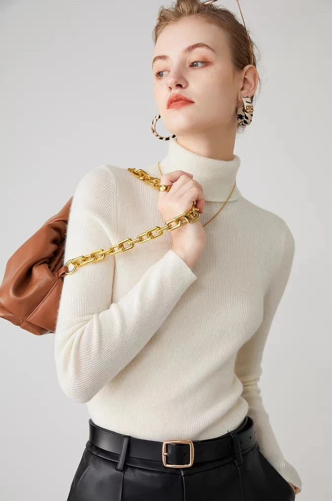 花晨-BC1060高品质打底针织衫显瘦时尚百搭修身高领毛堆堆领秋冬