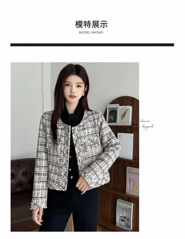 花晨依露【品牌】MY005H秋季薄款法式名媛高档气质小香风短外套