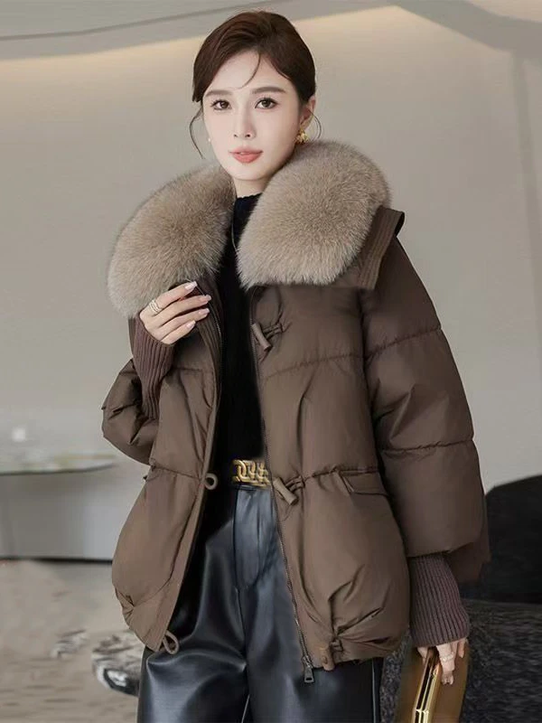 【乐姐】可拆卸大毛领加厚棉服女冬季新款韩版宽松棉衣外套