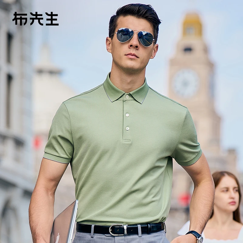 布先生polo衫男夏季桑蚕丝短袖商务男装翻领T恤衫AT12103断码清仓
