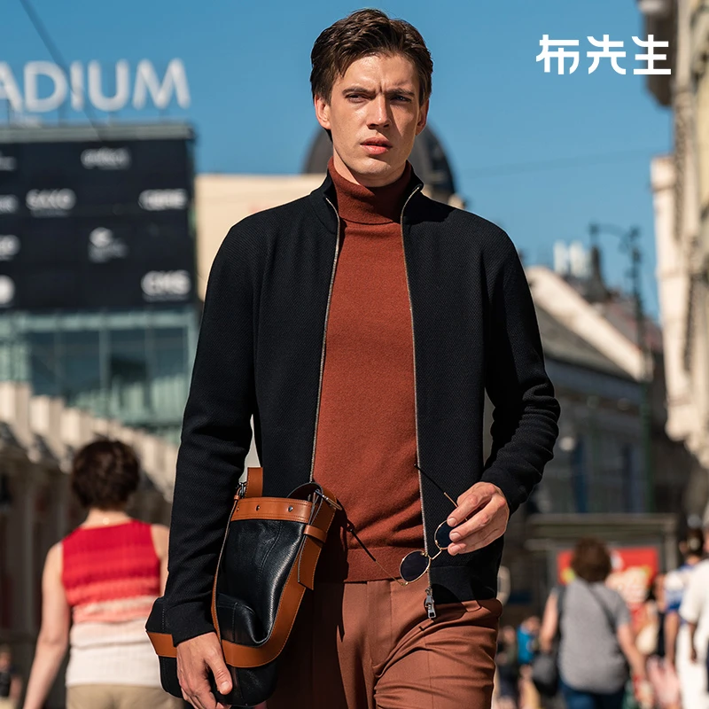 布先生男士羊毛衫外套2025秋冬新款高档商务男装开衫外套BT12337