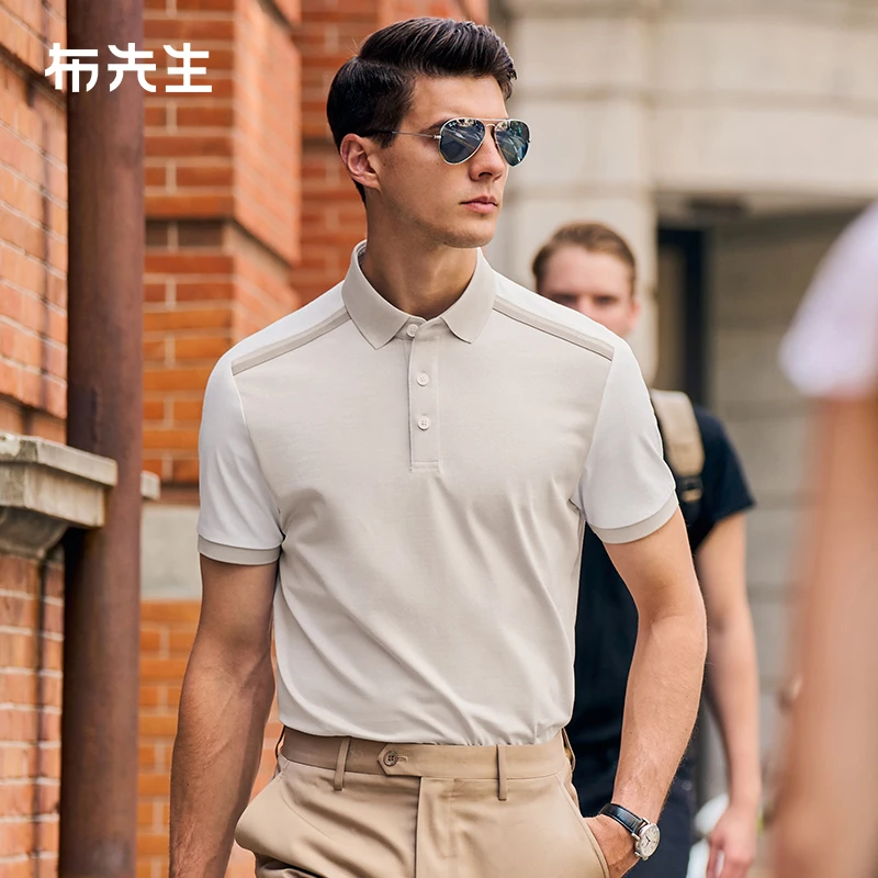 布先生短袖Polo衫男夏季商务翻领撞色中年衣服AT12073断码清仓