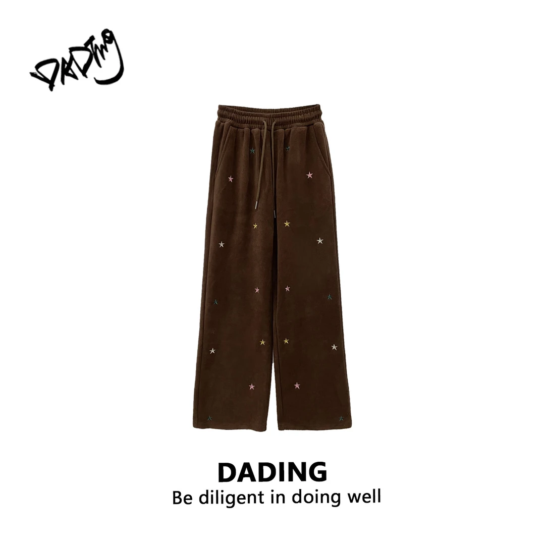 DD星星  冬季新款卡通小刺绣抽绳休闲直筒裤 199665