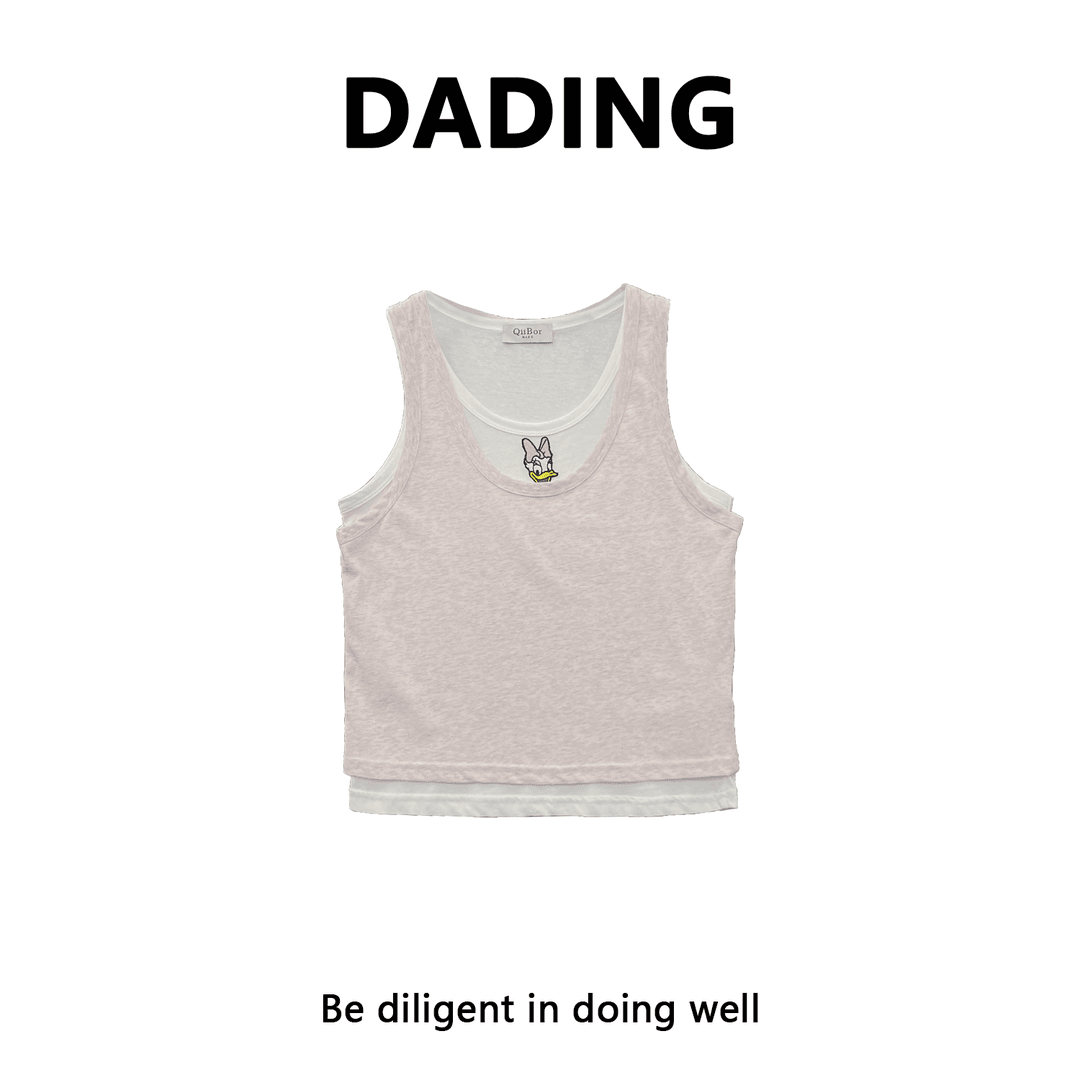 DADING 2024新款卡通字母百搭简约宽松休闲背心井922E