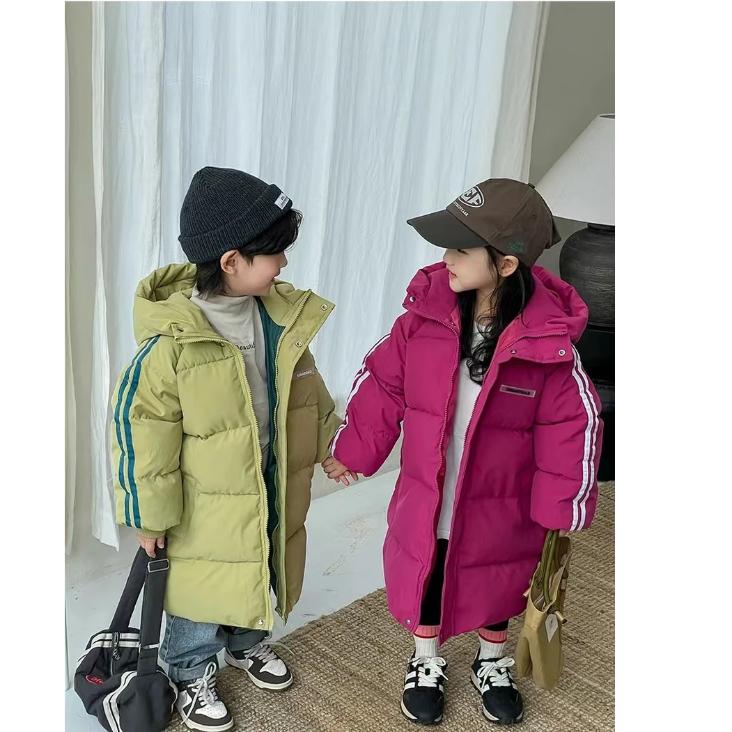 儿童棉服中长款防风防雨保暖女童男童洋气宝宝连帽加厚韩版冬季