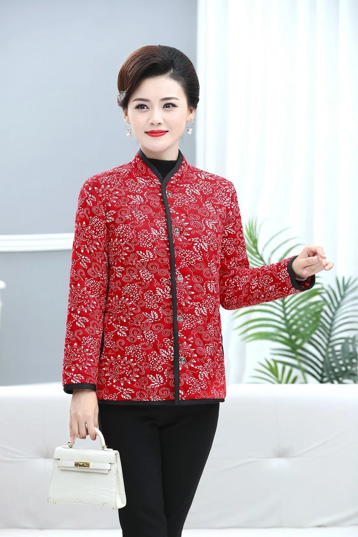 女士秋冬中老年妈妈碎花棉服妈妈装大码冬季女士保暖棉袄长袖厚款