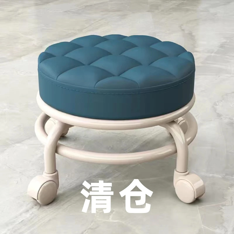 家用万向轮美缝凳子带轮学步旋转儿童矮凳美甲脚凳滑轮带娃学走路