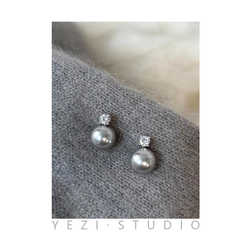 铜合金亚克力耳饰 法式轻奢强光大颗正圆珍ZHU-人鱼之泪23456007