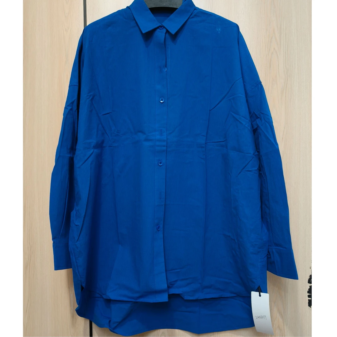 竖条纹肌理宽松长袖衬衫24116277