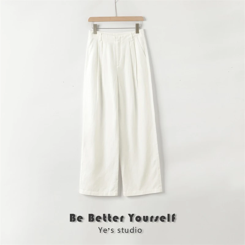 【反季】知识分子风松驰感天丝亚麻混纺阔腿裤23123791