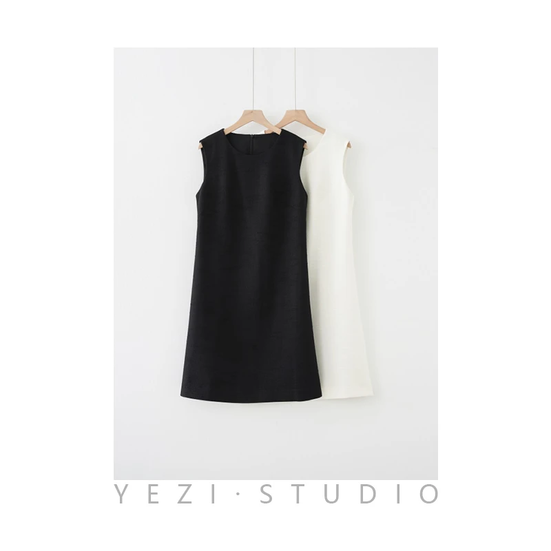 重工软呢小香无袖背心气质时尚百搭无袖连衣裙24118503