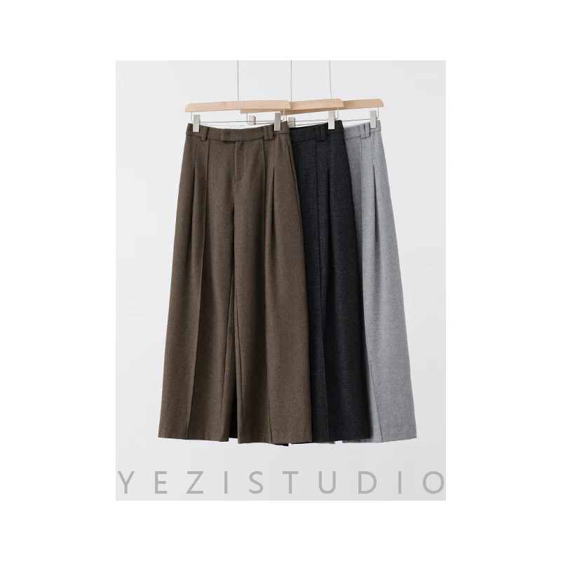 老钱风经典回顾羊毛色织利落造型西裤23425307