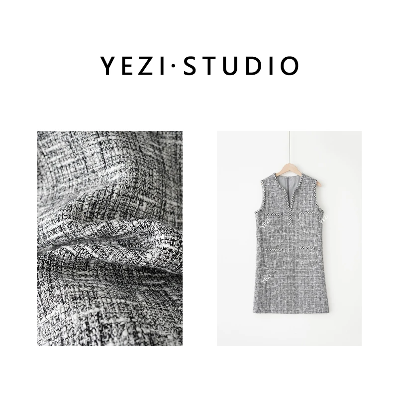 618【千金玛德琳】气质名媛粗花尼小香风连衣裙24331504-8/17