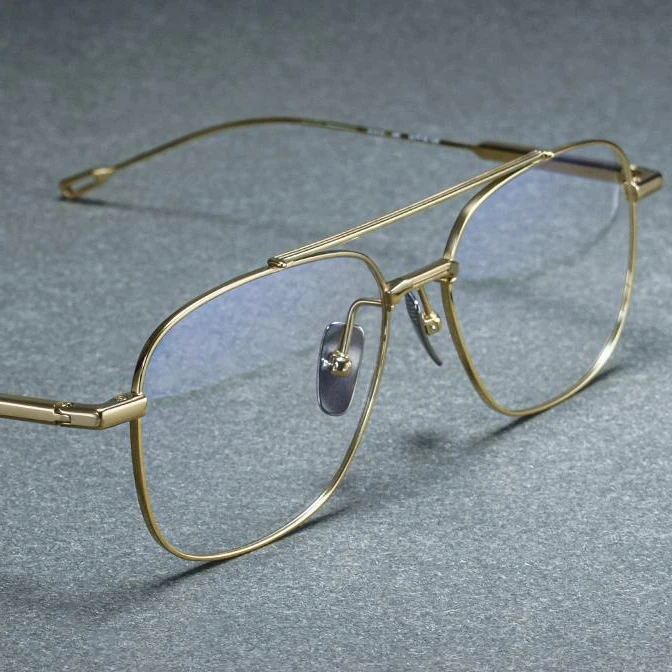 复古双梁眼镜框男士超轻纯钛大脸近视文艺女飞行员蛤蟆镜可配变色