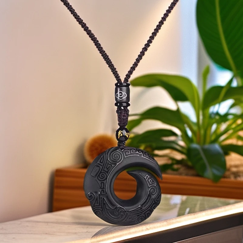 非金属布艺吊坠 时来运转项链挂坠饰品配饰编织复古项坠男士男