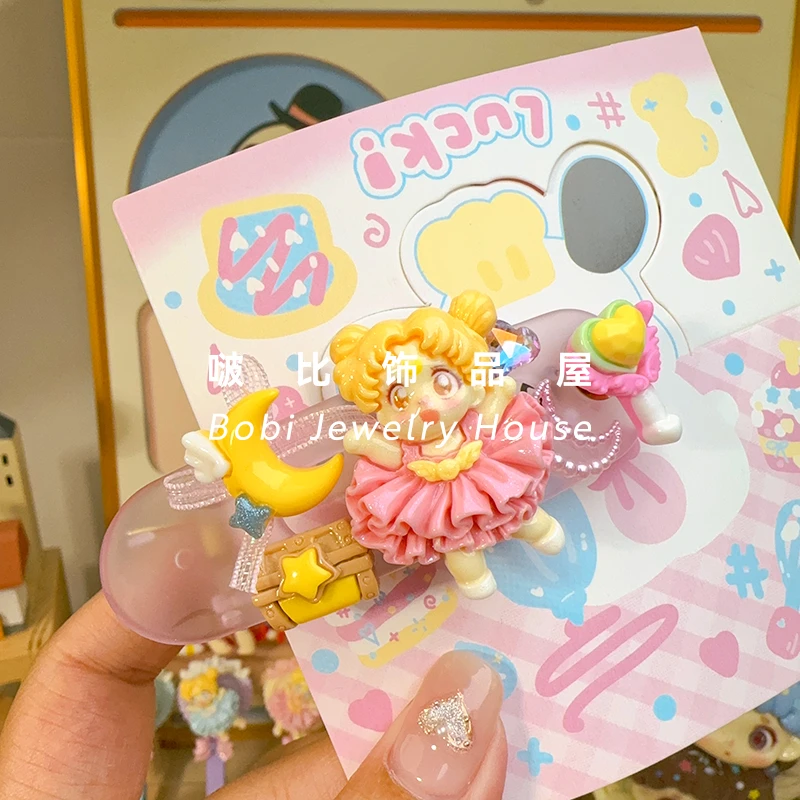 【美少女8cm懒人夹】可爱儿童卡通创意发饰旋转懒人夹发夹