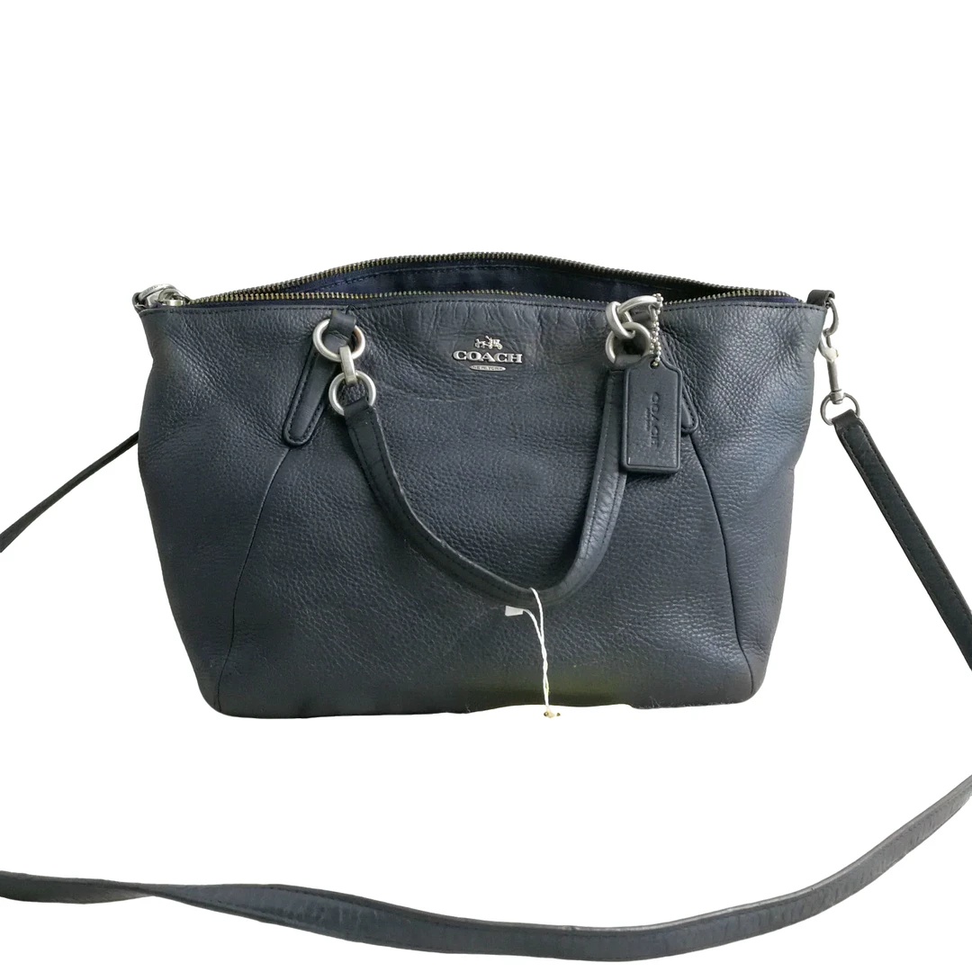 95新 COACH/蔻驰 黑色皮质饺子包 80806