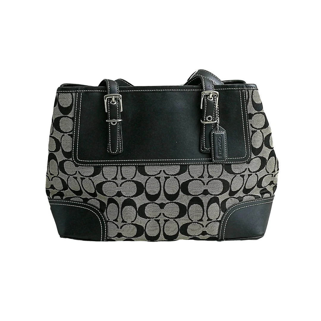 95新 COACH/蔻驰 coach 黑老花手提包 72405