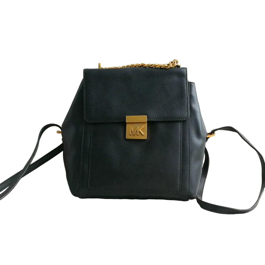95新 MICHAEL KORS/迈克高仕  黑色皮质双肩包 81302