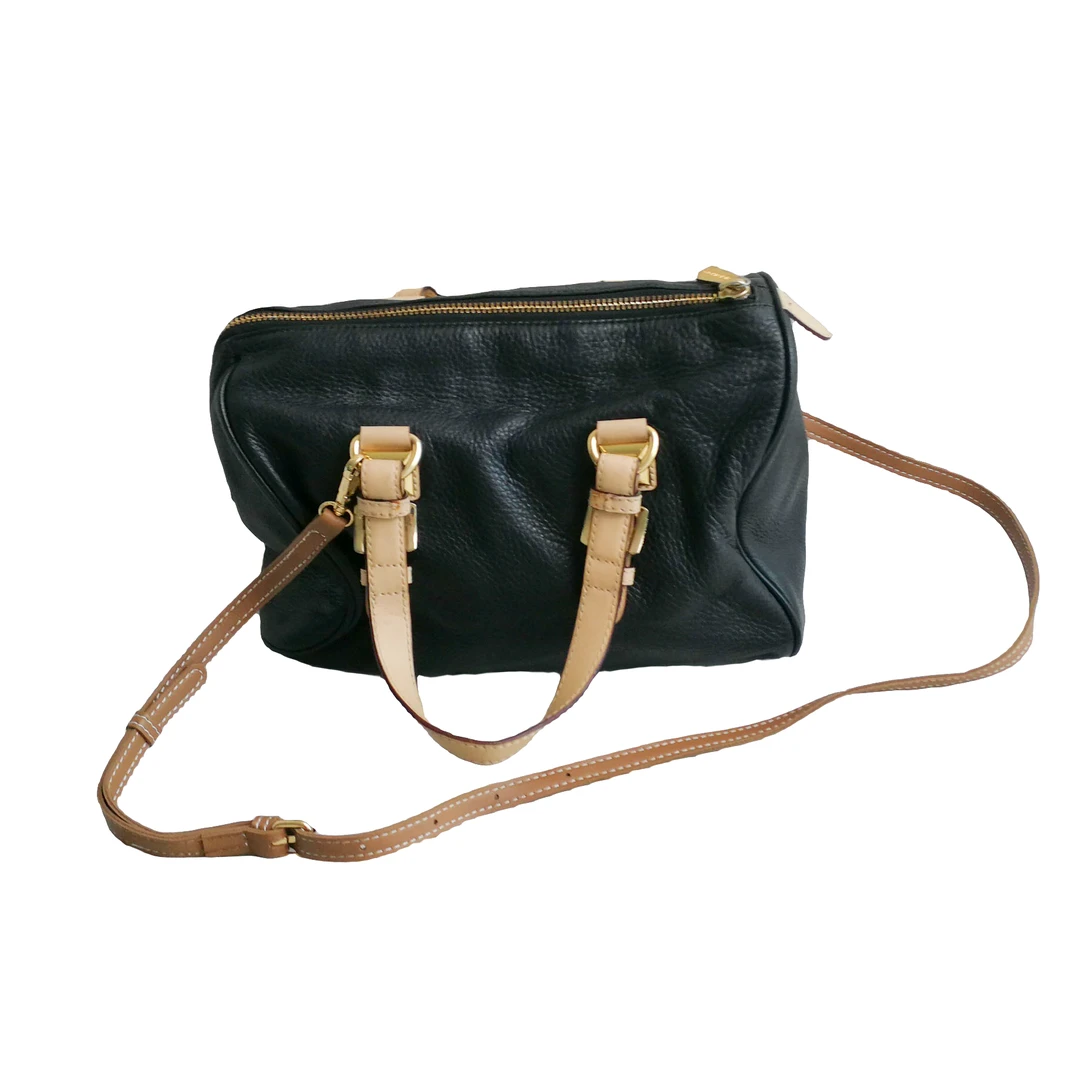 95新 MICHAEL KORS/迈克高仕 黑色包身米黄手提包包22805