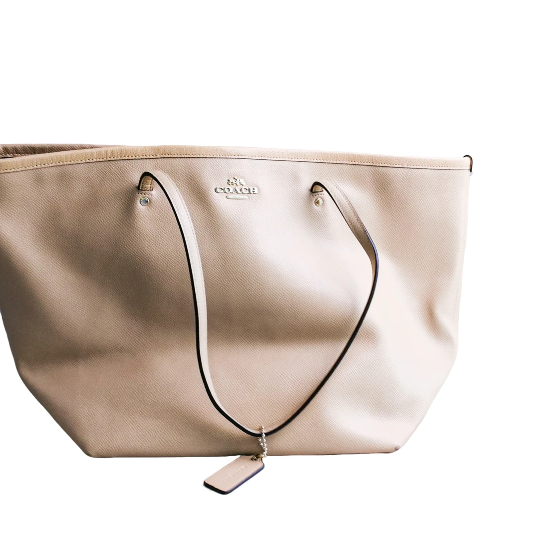 95新 COACH/蔻驰 coach 肉粉色皮质托特包 92806