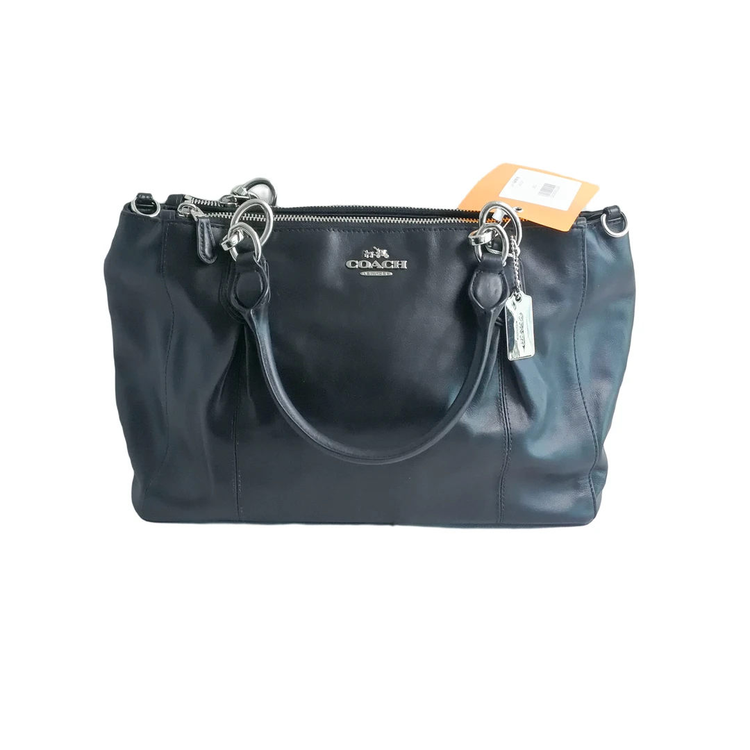 95新 COACH/蔻驰 纯黑带牌手提包 24012507