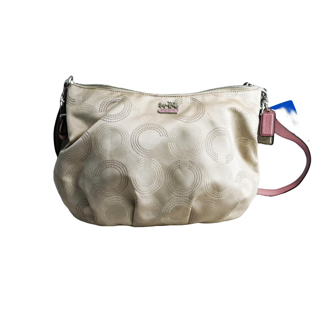 95新 COACH/蔻驰 coach 白色波点斜挎包 71815