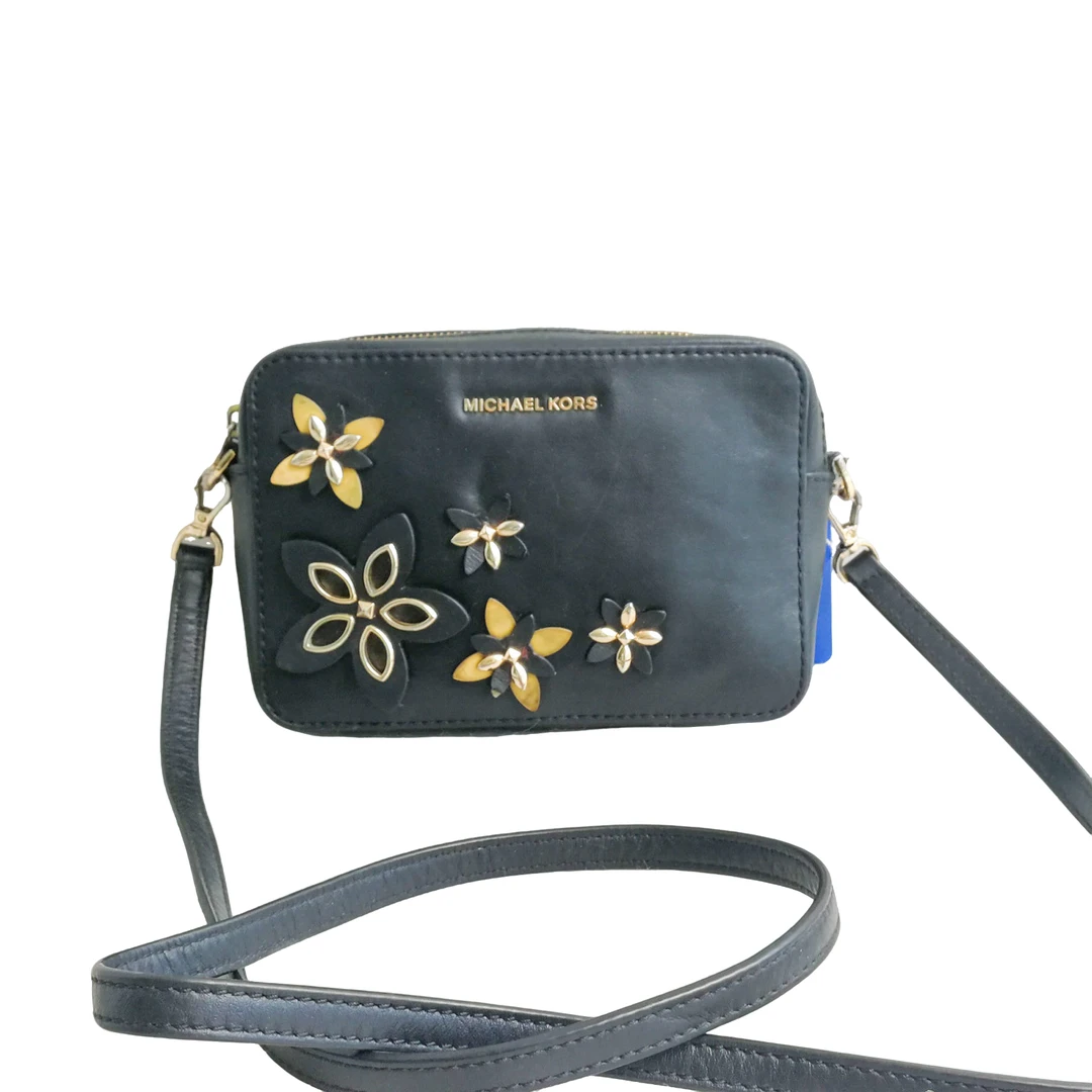 95新 MICHAEL KORS/迈克高仕  花花黑色斜挎包 70812