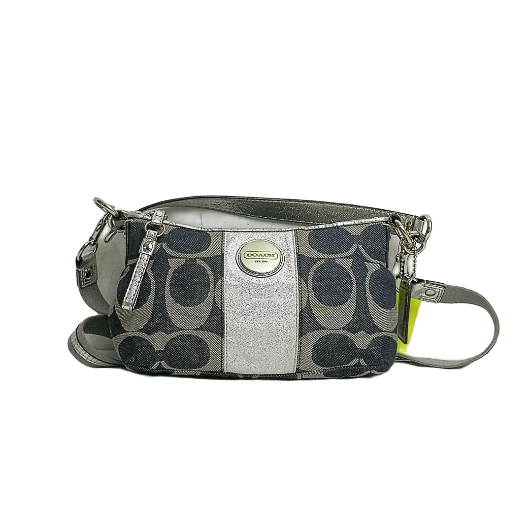 95新 COACH/蔻驰 蓝色拼皮斜挎包 23122443