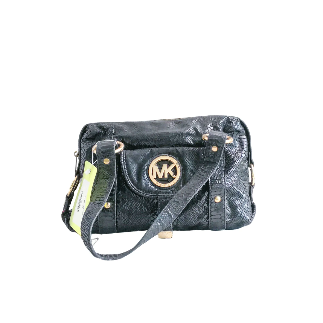 95新 MICHAEL KORS/迈克高仕 MK 黑色仿蛇皮手提包 101818
