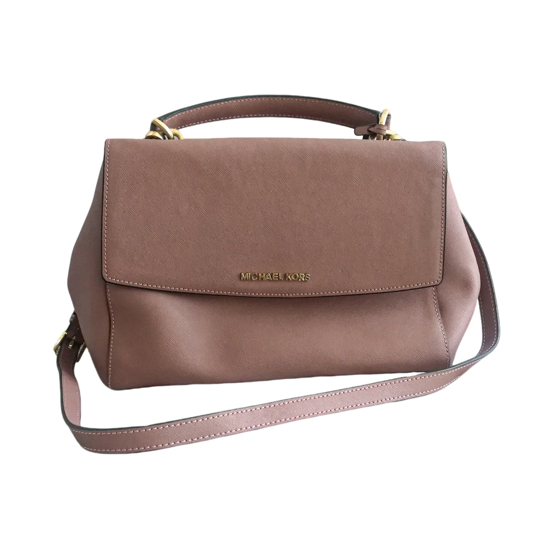 95新 MICHAELKORS/迈克高仕 粉色翻盖斜挎包 62706