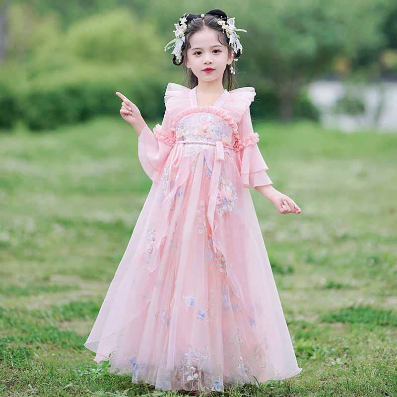 2025夏季新款女童汉服古风儿童古装夏款唐装女孩仙气夏装裙子