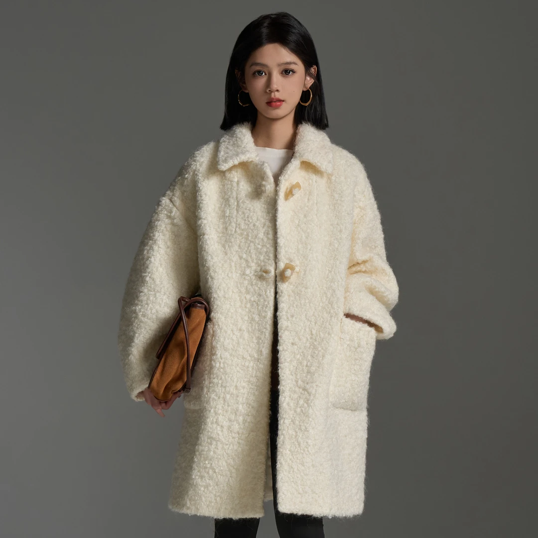 绵羊毛通勤简约加厚秋冬外套