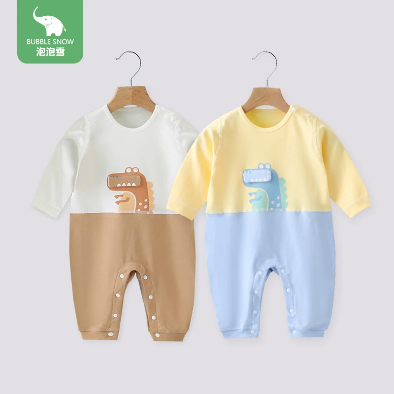 22C27泡泡雪春秋婴儿长袖包屁对开连体衣儿童舒适柔软哈衣