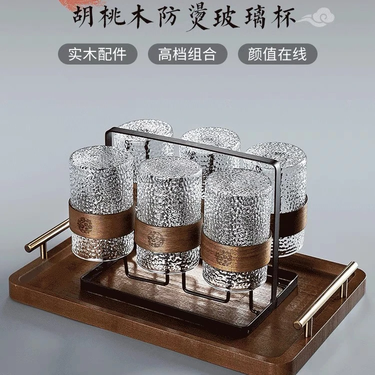 简约创意手工玻璃杯锤纹耐热家用防烫耐高温喝水杯客厅待客茶水杯