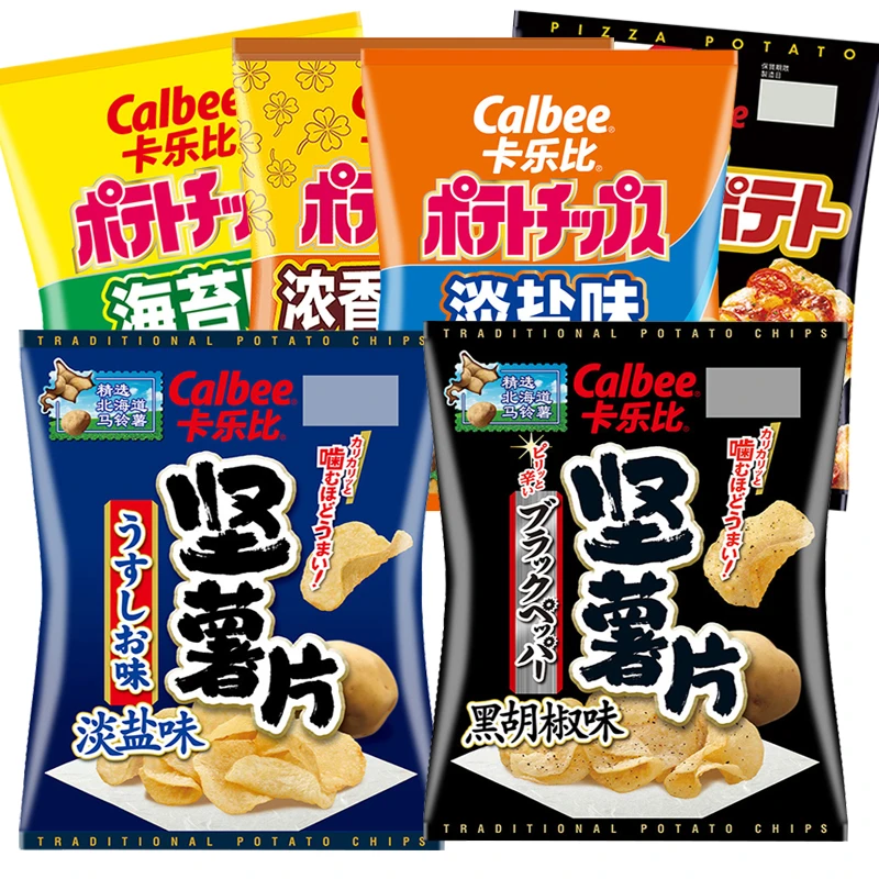 Calbee卡乐比原味薯片日本进口人气郊游小零食海苔味淡盐味袋装