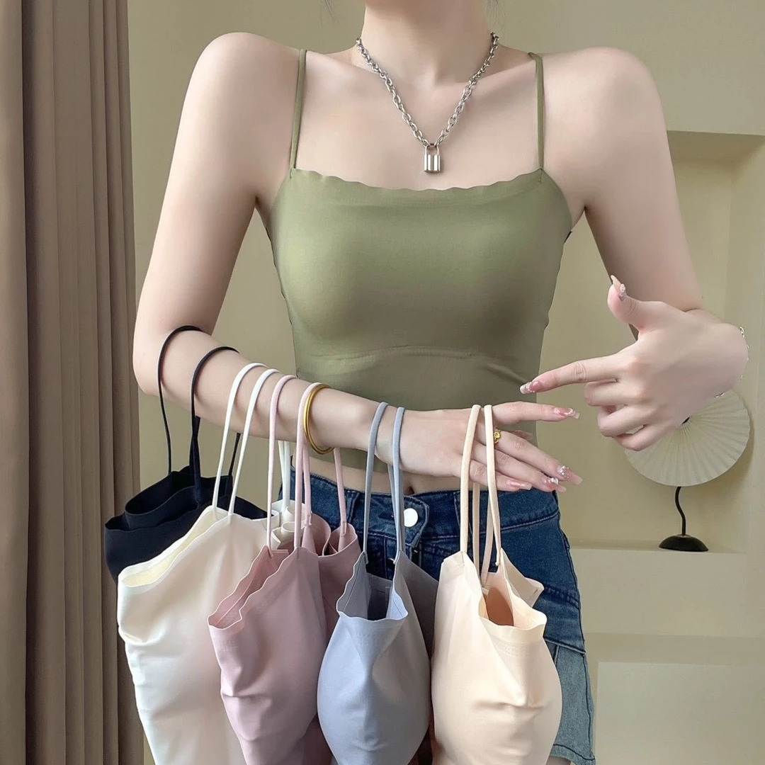 抹胸内衣女无痕大胸显小胸防走光裹胸美背吊带背心一体文胸夏季薄